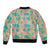 Seamless Hawaiian Quilt Pattern Sleeve Zip Bomber Jacket Hawaii Culture Palm Leaf Tropical - Polynesian Pride