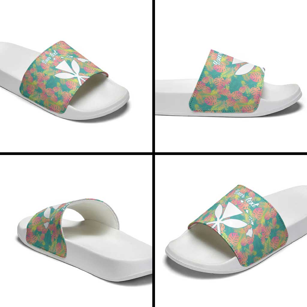 Seamless Hawaiian Quilt Pattern Slide Sandals Hawaii Culture Palm Leaf Tropical - Polynesian Pride