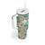 Seamless Hawaiian Quilt Pattern Tumbler With Handle Hawaii Culture Palm Leaf Tropical - Polynesian Pride
