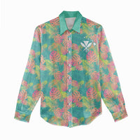 Seamless Hawaiian Quilt Pattern Women Casual Shirt Hawaii Culture Palm Leaf Tropical - Polynesian Pride