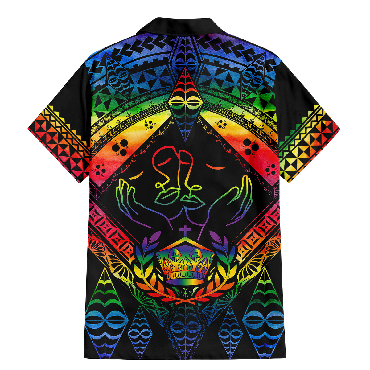 Tonga LGBT Family Matching Mermaid Dress and Hawaiian Shirt Love Is Love Ngatu Rainbow Water Color LT9 - Polynesian Pride