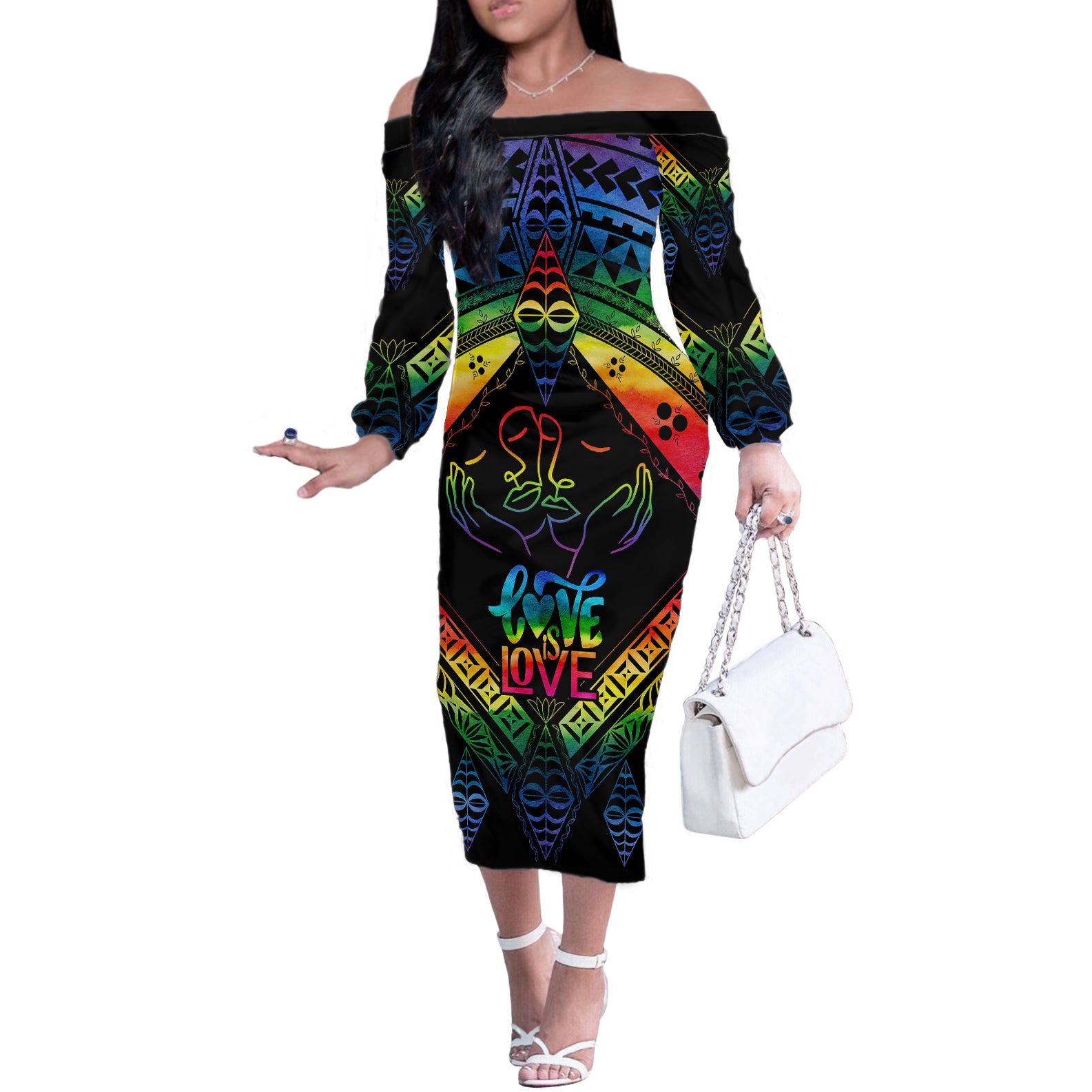 tonga-lgbt-off-the-shoulder-long-sleeve-dress-love-is-love-ngatu-rainbow-water-color