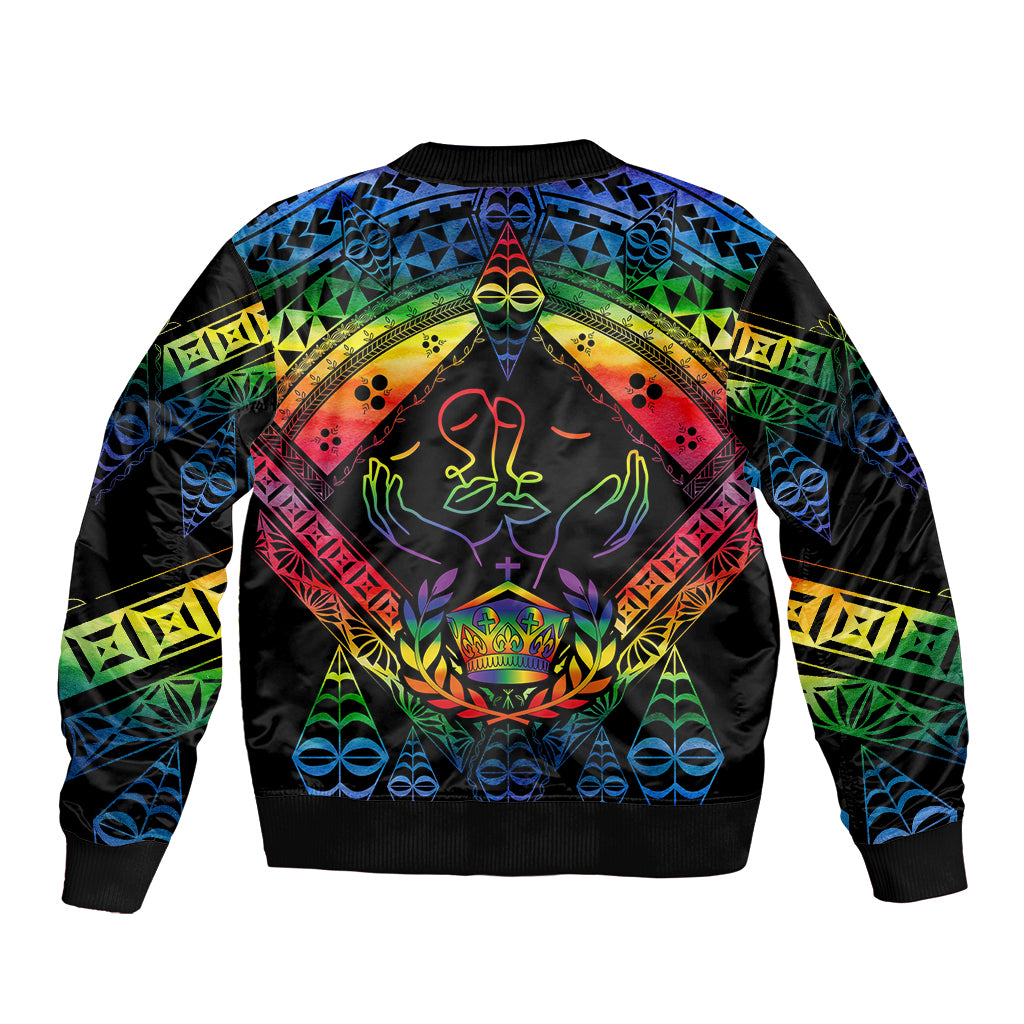tonga-lgbt-sleeve-zip-bomber-jacket-love-is-love-ngatu-rainbow-water-color