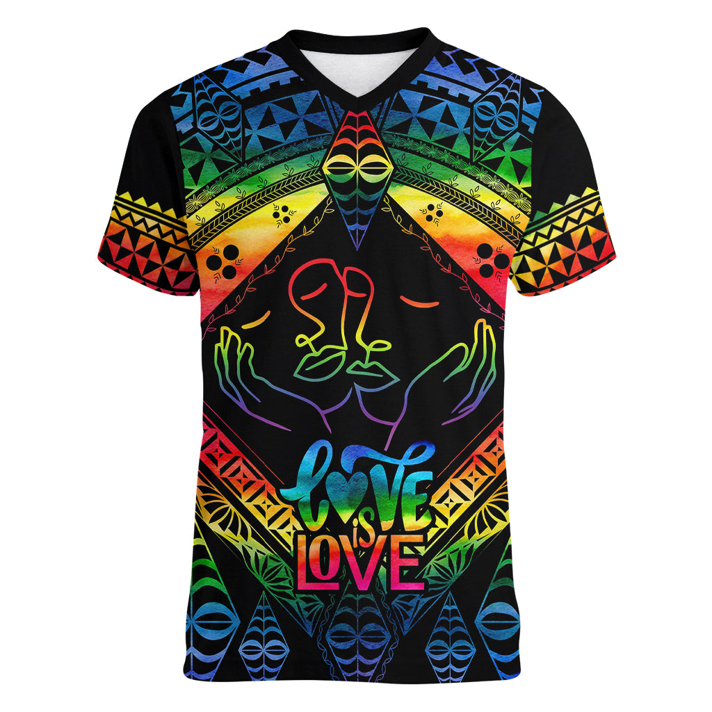 tonga-lgbt-women-v-neck-t-shirt-love-is-love-ngatu-rainbow-water-color