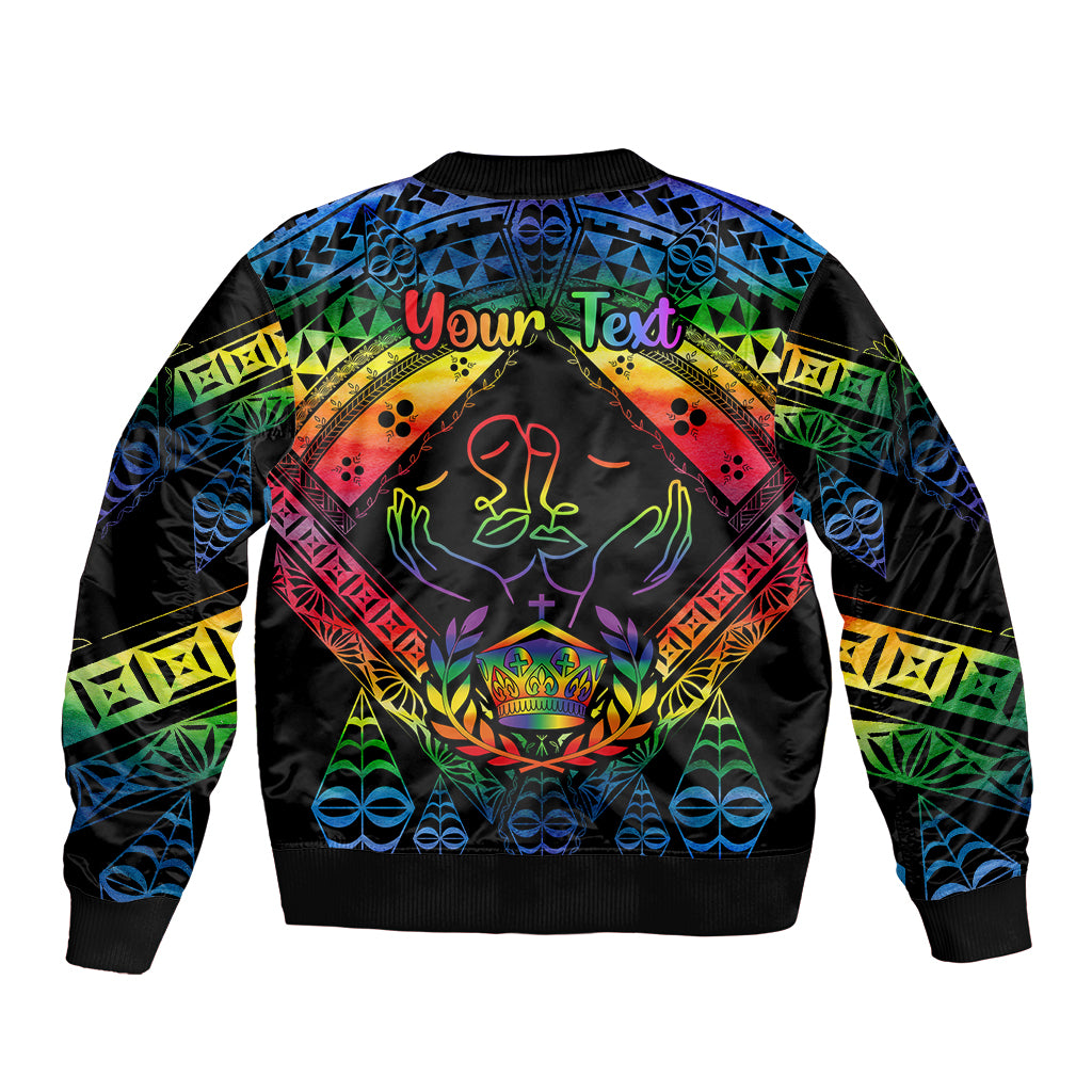 personalised-tonga-lgbt-bomber-jacket-love-is-love-ngatu-rainbow-water-color