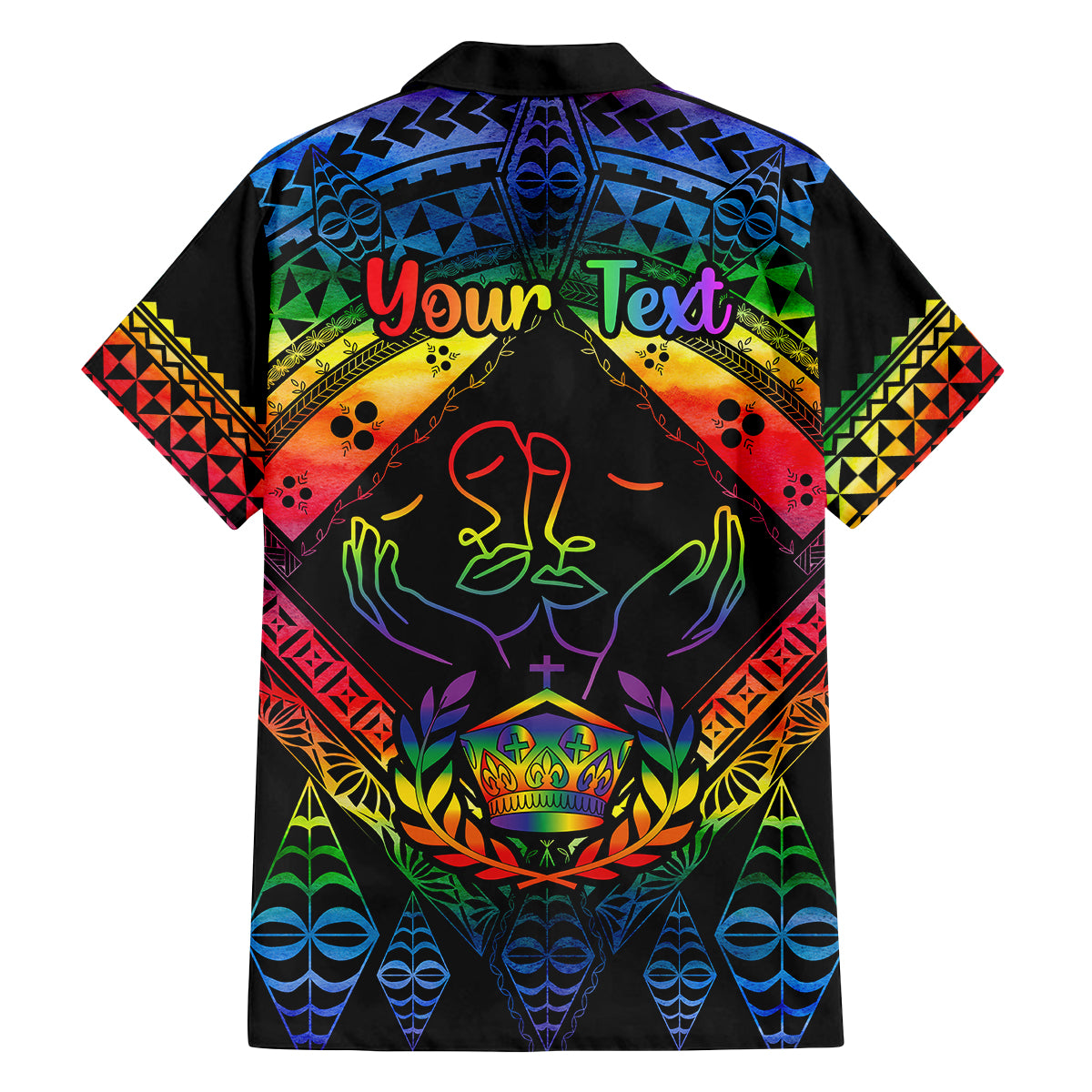 Personalised Tonga LGBT Family Matching Tank Maxi Dress and Hawaiian Shirt Love Is Love Ngatu Rainbow Water Color LT9 - Polynesian Pride