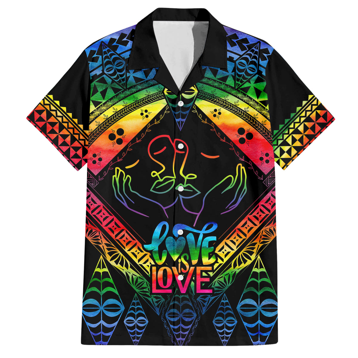 personalised-tonga-lgbt-hawaiian-shirt-love-is-love-ngatu-rainbow-water-color