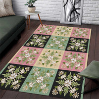 Seamless Pattern Maile and Pikake Lei Area Rug Squares Maile Leaf LT9 Green - Polynesian Pride