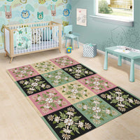 Seamless Pattern Maile and Pikake Lei Area Rug Squares Maile Leaf LT9 - Polynesian Pride