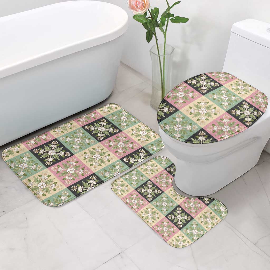 Seamless Pattern Maile and Pikake Lei Bathroom Set Squares Maile Leaf - Polynesian Pride