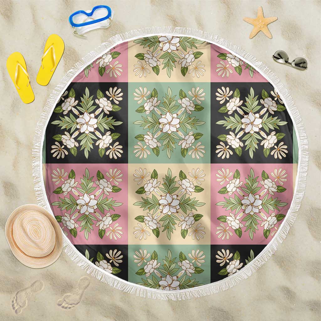 Seamless Pattern Maile and Pikake Lei Beach Blanket Squares Maile Leaf - Polynesian Pride