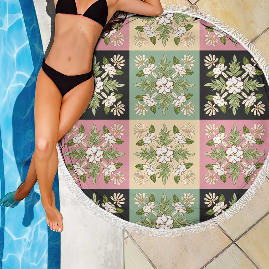 Seamless Pattern Maile and Pikake Lei Beach Blanket Squares Maile Leaf - Polynesian Pride