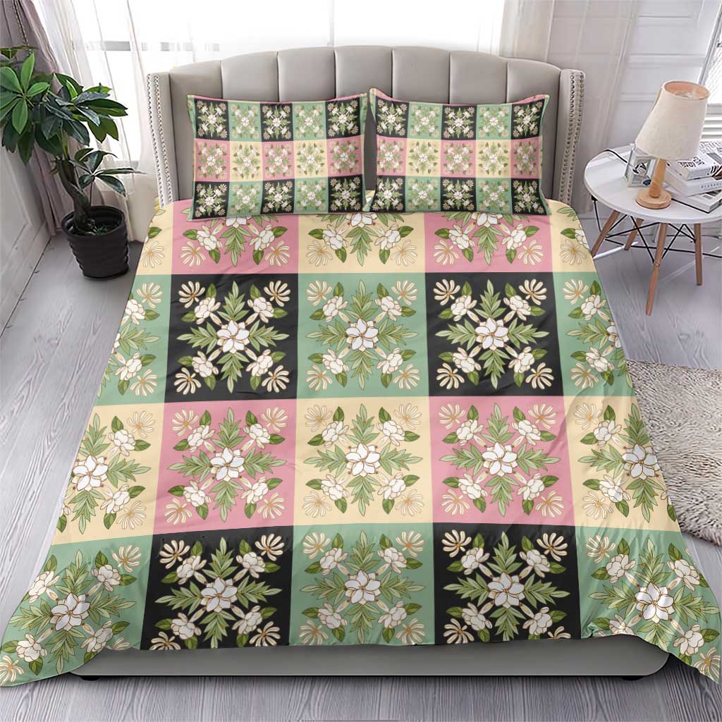 Seamless Pattern Maile and Pikake Lei Bedding Set Squares Maile Leaf - Polynesian Pride
