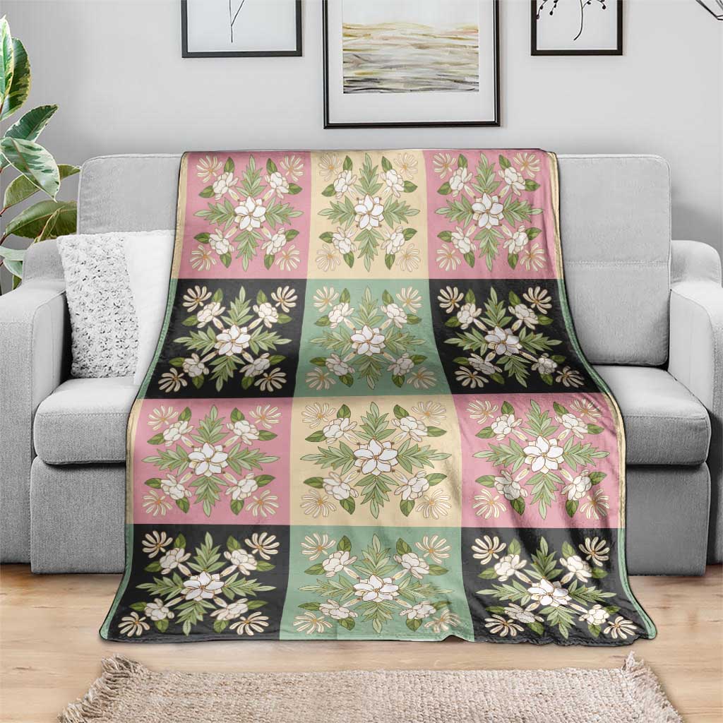 Seamless Pattern Maile and Pikake Lei Blanket Squares Maile Leaf - Polynesian Pride