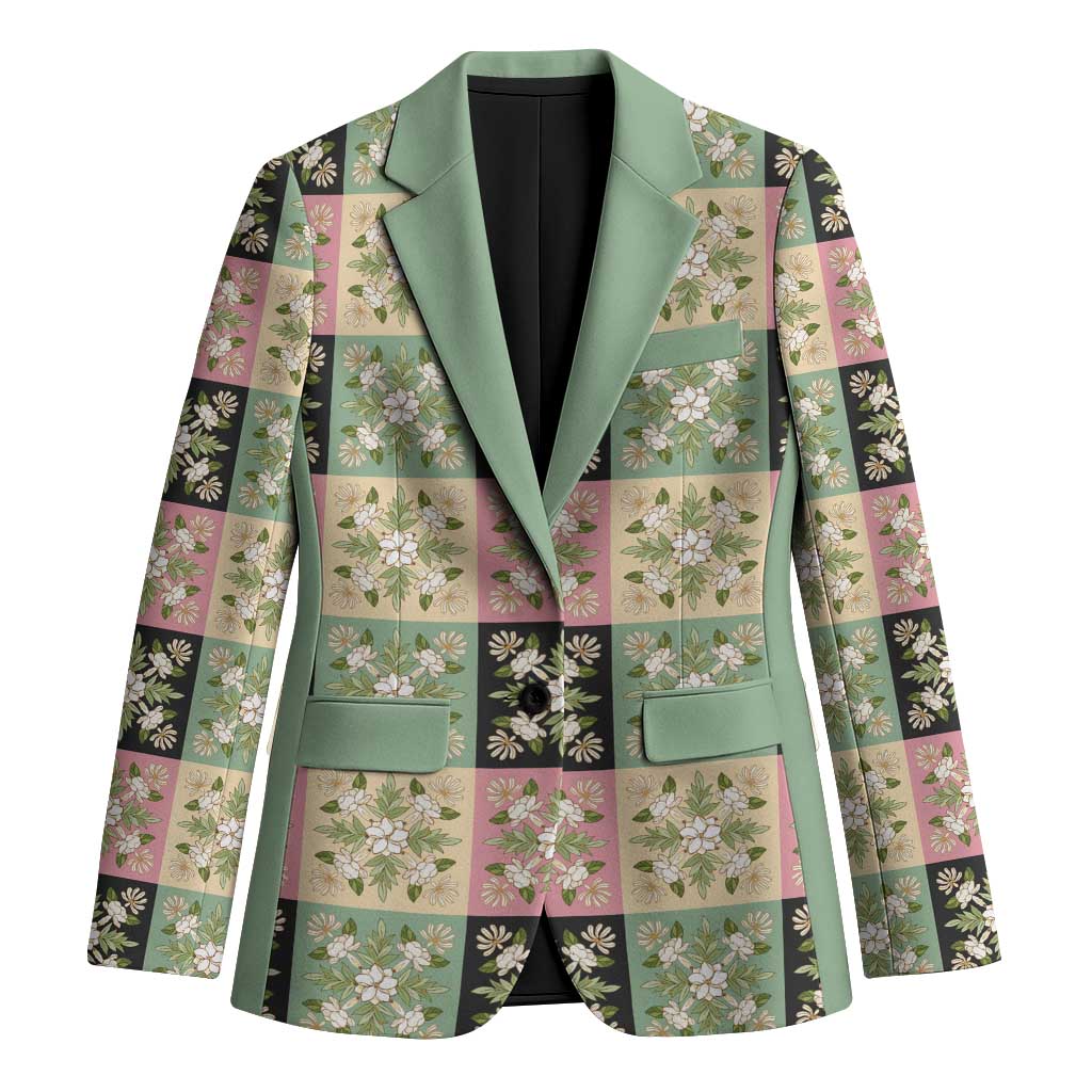 Seamless Pattern Maile and Pikake Lei Blazer Squares Maile Leaf - Polynesian Pride