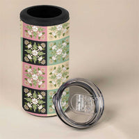 Seamless Pattern Maile and Pikake Lei 4 in 1 Can Cooler Tumbler Squares Maile Leaf - Polynesian Pride