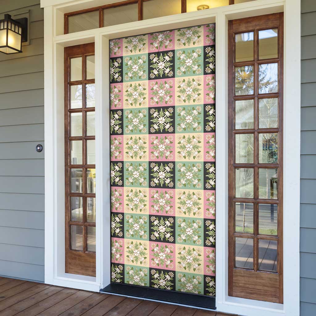 Seamless Pattern Maile and Pikake Lei Door Cover Squares Maile Leaf - Polynesian Pride