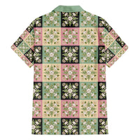 Seamless Pattern Maile and Pikake Lei Family Matching Off Shoulder Maxi Dress and Hawaiian Shirt Squares Maile Leaf - Polynesian Pride