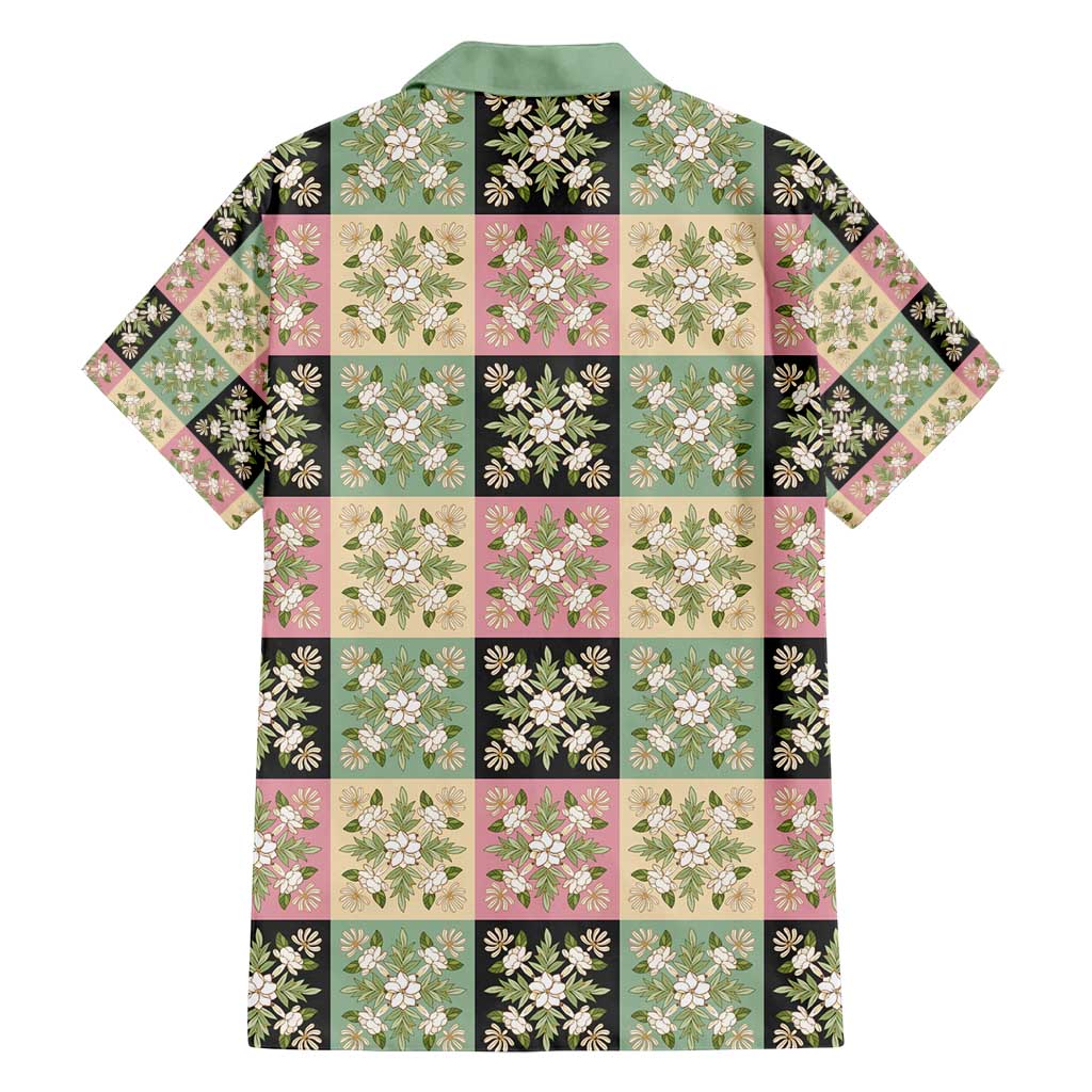 Seamless Pattern Maile and Pikake Lei Family Matching Puletasi and Hawaiian Shirt Squares Maile Leaf - Polynesian Pride