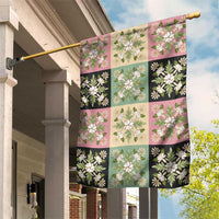 Seamless Pattern Maile and Pikake Lei Garden Flag Squares Maile Leaf - Polynesian Pride