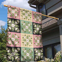 Seamless Pattern Maile and Pikake Lei Garden Flag Squares Maile Leaf - Polynesian Pride