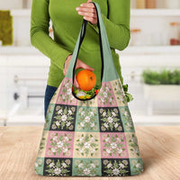 Seamless Pattern Maile and Pikake Lei Grocery Bag Squares Maile Leaf - Polynesian Pride