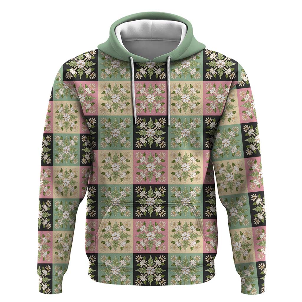 Seamless Pattern Maile and Pikake Lei Hoodie Squares Maile Leaf - Polynesian Pride