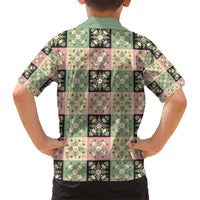 Seamless Pattern Maile and Pikake Lei Kid Hawaiian Shirt Squares Maile Leaf - Polynesian Pride