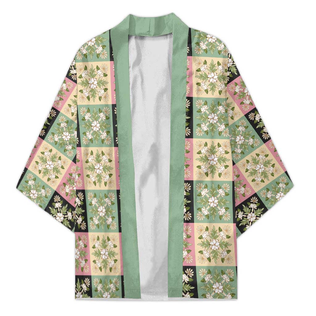 Seamless Pattern Maile and Pikake Lei Kimono Squares Maile Leaf - Polynesian Pride