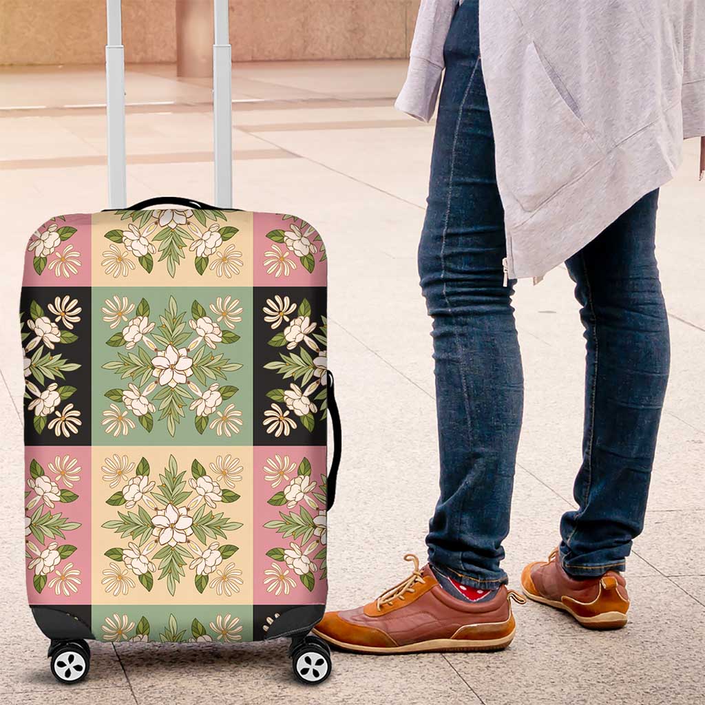 Seamless Pattern Maile and Pikake Lei Luggage Cover Squares Maile Leaf - Polynesian Pride