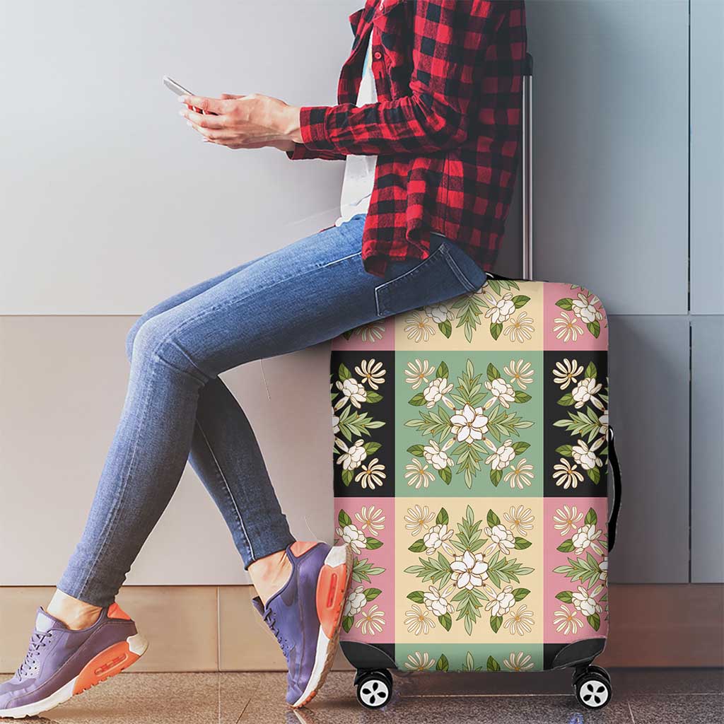 Seamless Pattern Maile and Pikake Lei Luggage Cover Squares Maile Leaf - Polynesian Pride