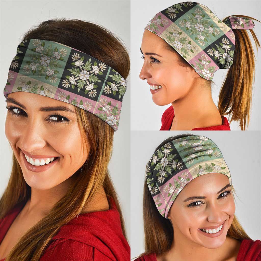 Seamless Pattern Maile and Pikake Lei Neck Gaiter Squares Maile Leaf - Polynesian Pride