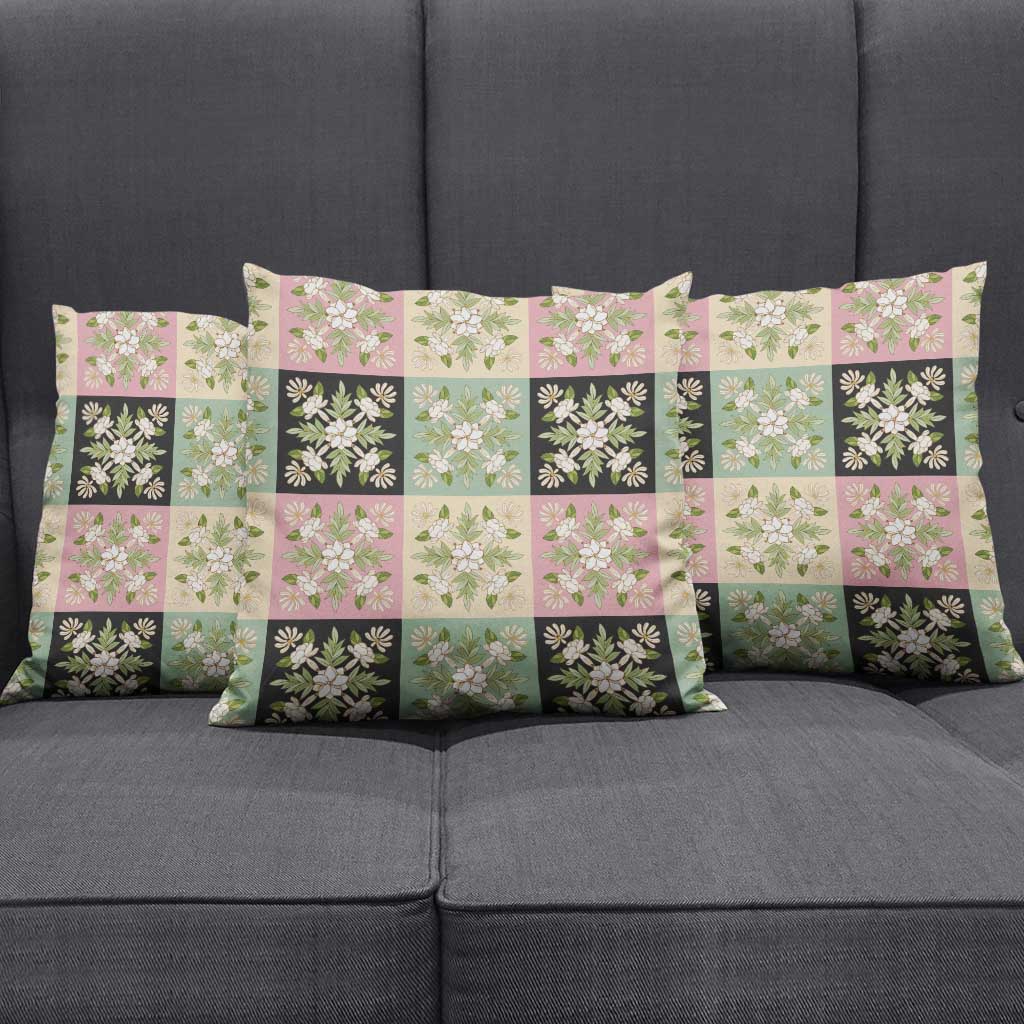 Seamless Pattern Maile and Pikake Lei Pillow Cover Squares Maile Leaf - Polynesian Pride