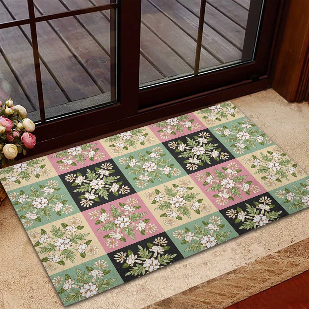 Seamless Pattern Maile and Pikake Lei Rubber Doormat Squares Maile Leaf LT9 - Polynesian Pride