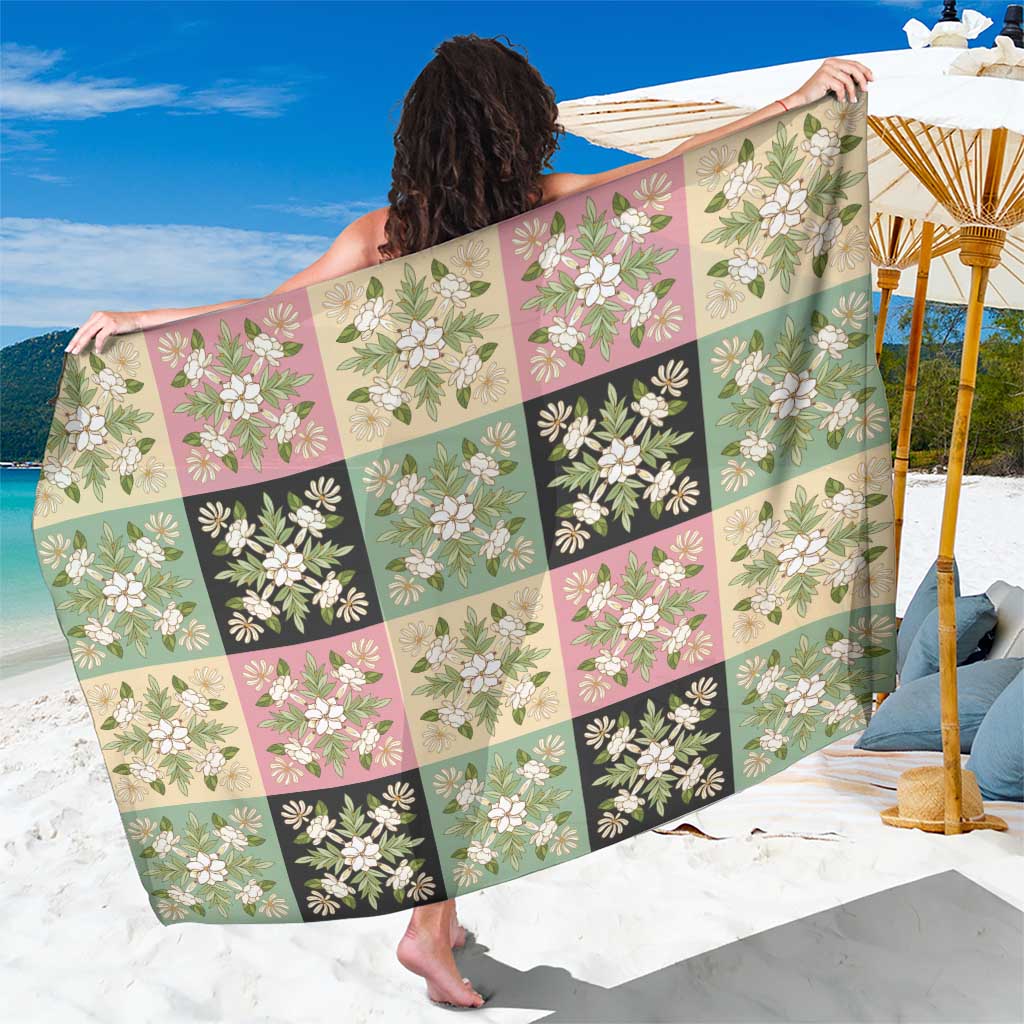 Seamless Pattern Maile and Pikake Lei Sarong Squares Maile Leaf - Polynesian Pride