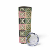 Seamless Pattern Maile and Pikake Lei Skinny Tumbler Squares Maile Leaf - Polynesian Pride