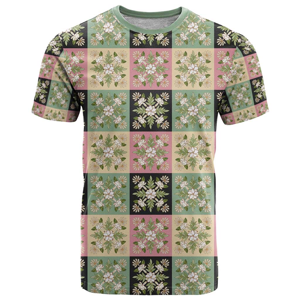 Seamless Pattern Maile and Pikake Lei T Shirt Squares Maile Leaf - Polynesian Pride