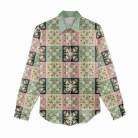 Seamless Pattern Maile and Pikake Lei Women Casual Shirt Squares Maile Leaf - Polynesian Pride