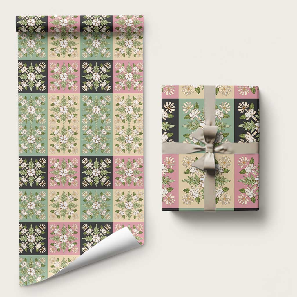 Seamless Pattern Maile and Pikake Lei Wrapping Paper Squares Maile Leaf - Polynesian Pride