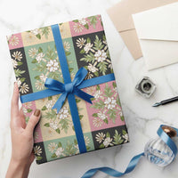 Seamless Pattern Maile and Pikake Lei Wrapping Paper Squares Maile Leaf - Polynesian Pride