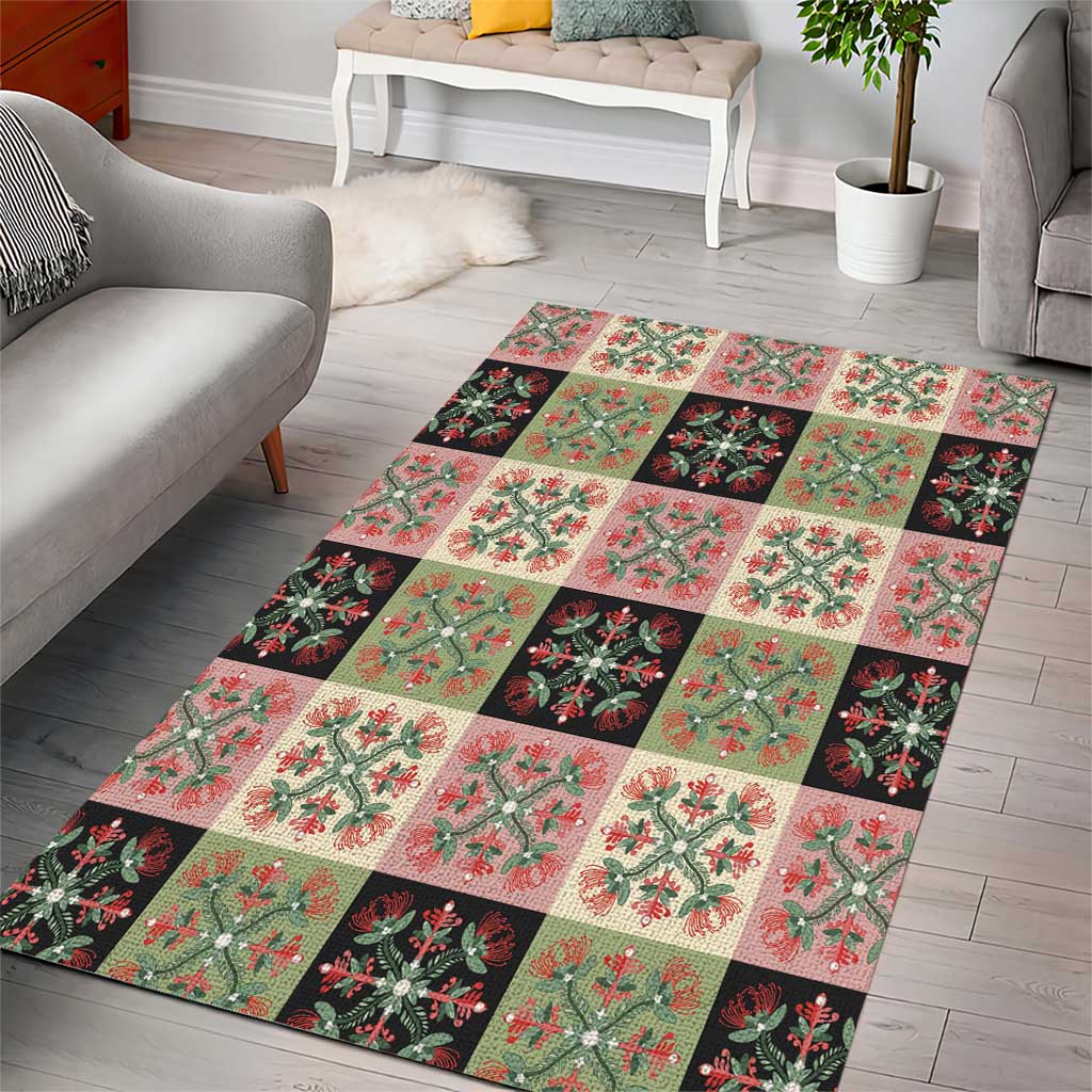 Seamless Pattern Pikake Lei Area Rug Floral Squares Pikake LT9 - Polynesian Pride