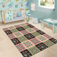 Seamless Pattern Pikake Lei Area Rug Floral Squares Pikake LT9 - Polynesian Pride
