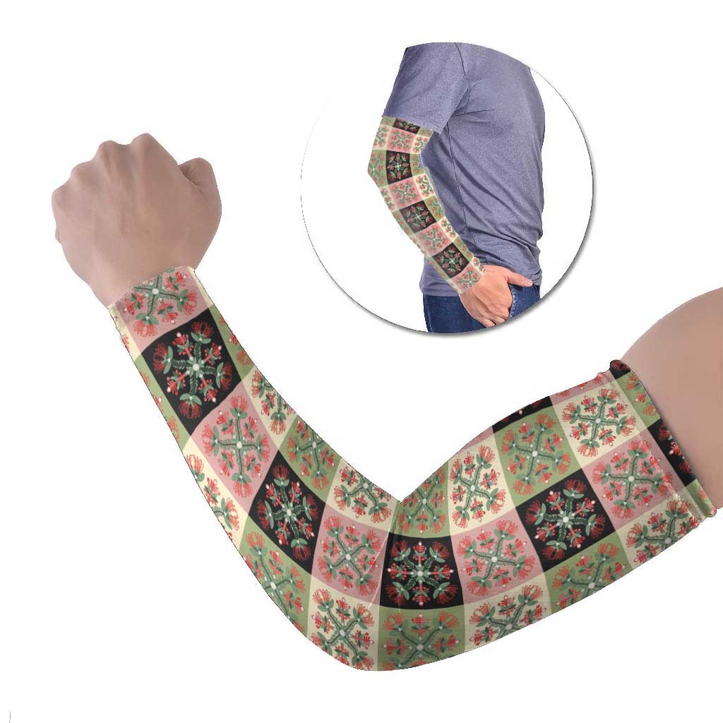 Seamless Pattern Pikake Lei Arm Sleeves Floral Squares Pikake - Polynesian Pride