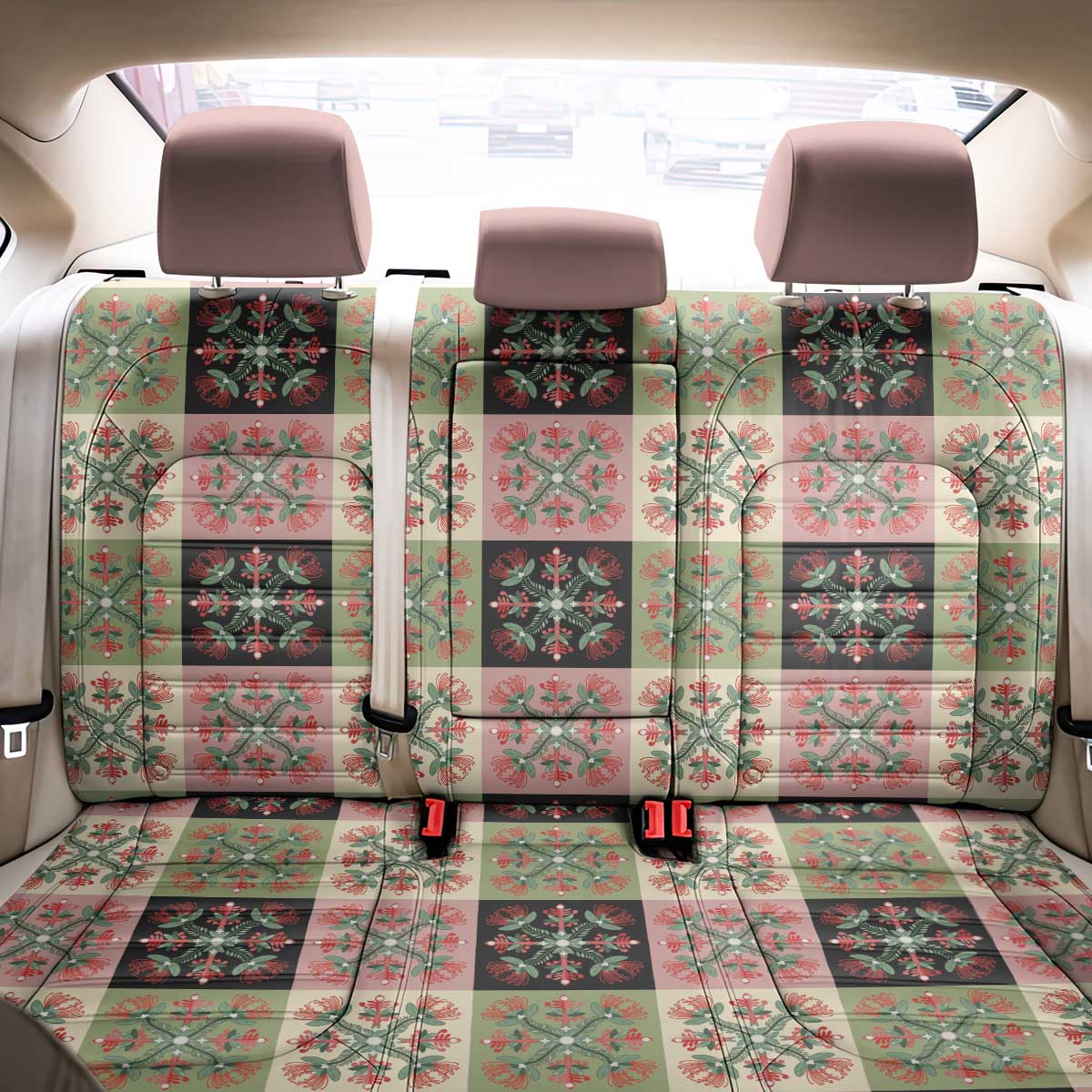 Seamless Pattern Pikake Lei Back Car Seat Cover Floral Squares Pikake - Polynesian Pride