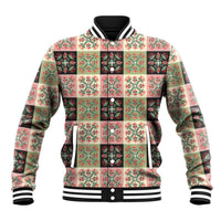 Seamless Pattern Pikake Lei Baseball Jacket Floral Squares Pikake LT9 Unisex Pink - Polynesian Pride