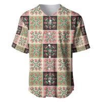 Seamless Pattern Pikake Lei Baseball Jersey Floral Squares Pikake - Polynesian Pride