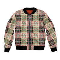 Seamless Pattern Pikake Lei Bomber Jacket Floral Squares Pikake - Polynesian Pride