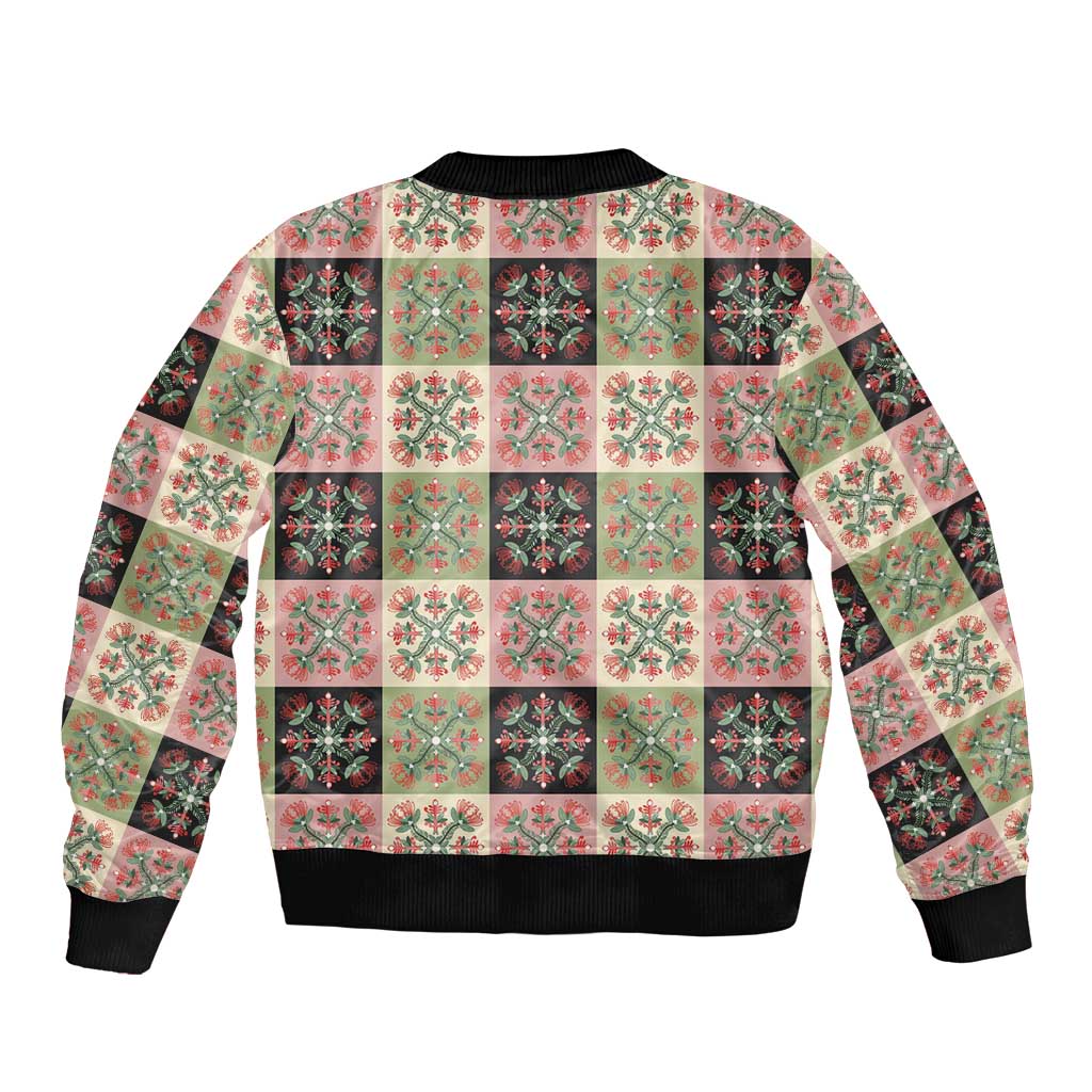 Seamless Pattern Pikake Lei Bomber Jacket Floral Squares Pikake - Polynesian Pride
