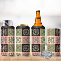 Seamless Pattern Pikake Lei 4 in 1 Can Cooler Tumbler Floral Squares Pikake - Polynesian Pride