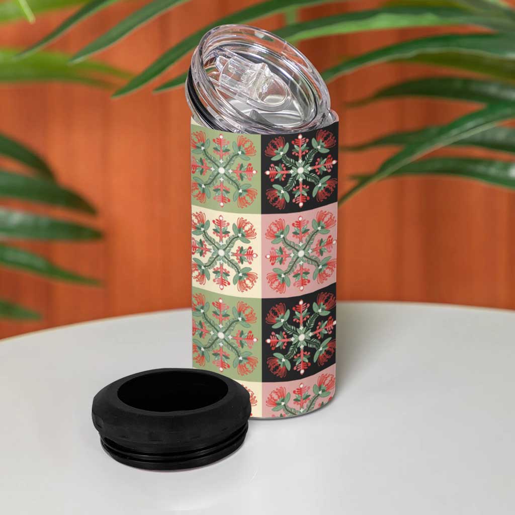 Seamless Pattern Pikake Lei 4 in 1 Can Cooler Tumbler Floral Squares Pikake - Polynesian Pride